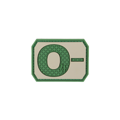 Maxpedition Blood Type Morale Patch featuring "O-" in green design, perfect for personalizing gear and bags.